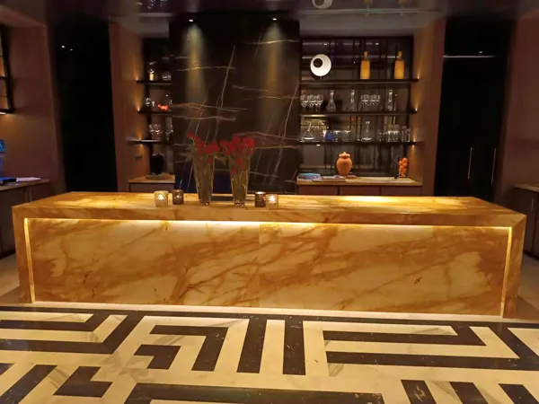 Backlit onyx bar