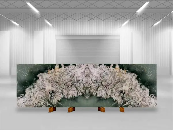Book-matched fireplace wall (rendering)