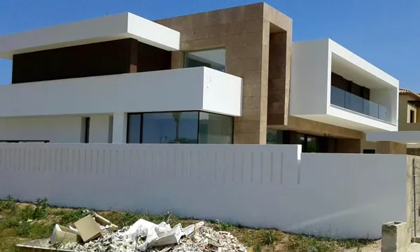 Stone-clad façade