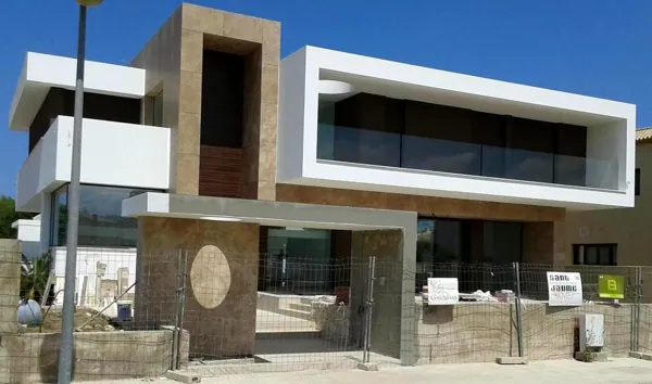 Stone-clad façade