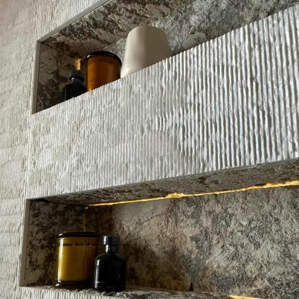 Wall with lit niches