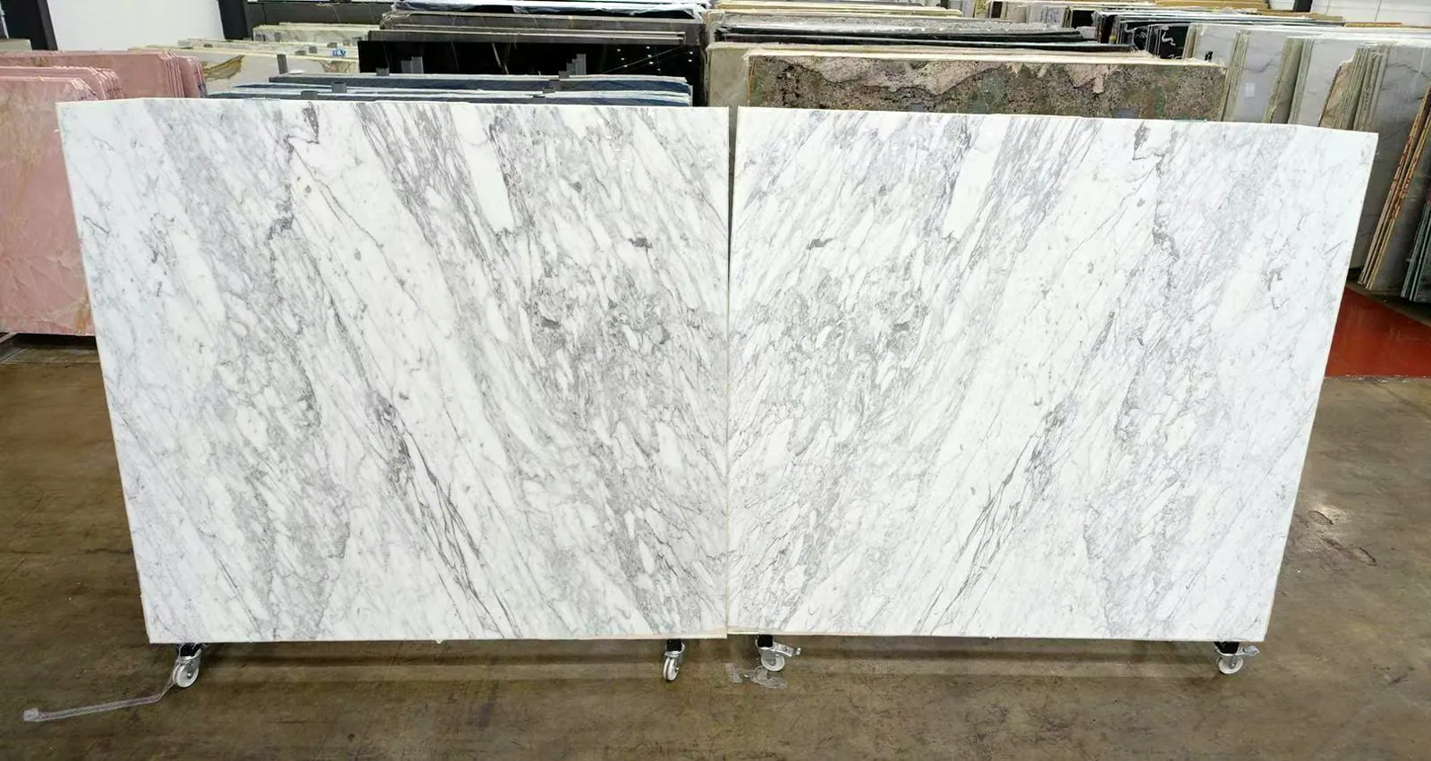 Arabescato Marble: real slab in our warehouse