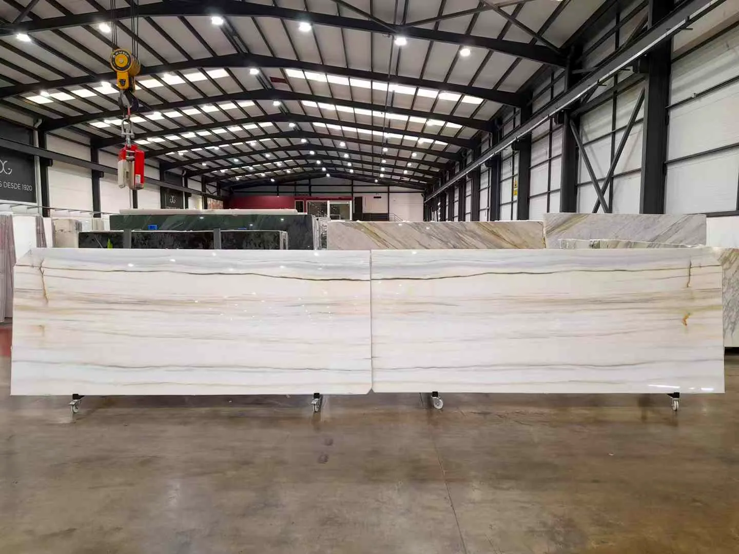 Lasa White Marble: real slab in our warehouse