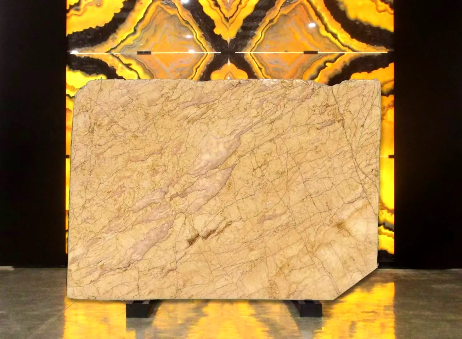 Crema Valencia Marble: real slab in our warehouse