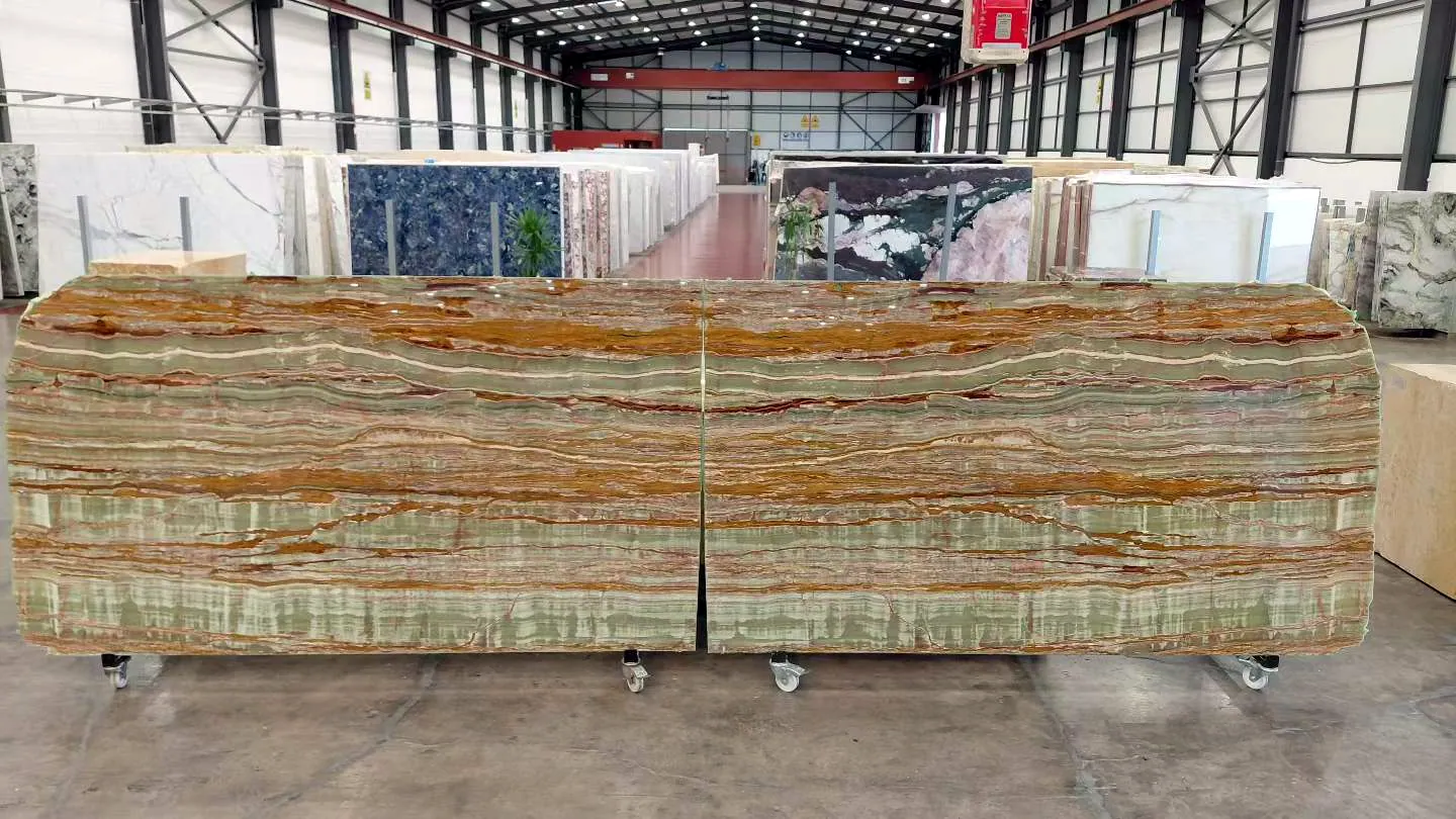 Green Onyx: real slab in our warehouse