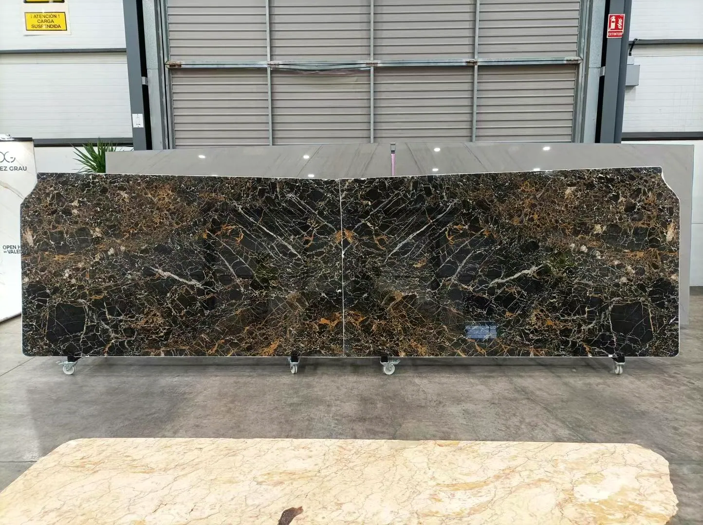 Portoro Marble: real slab in our warehouse